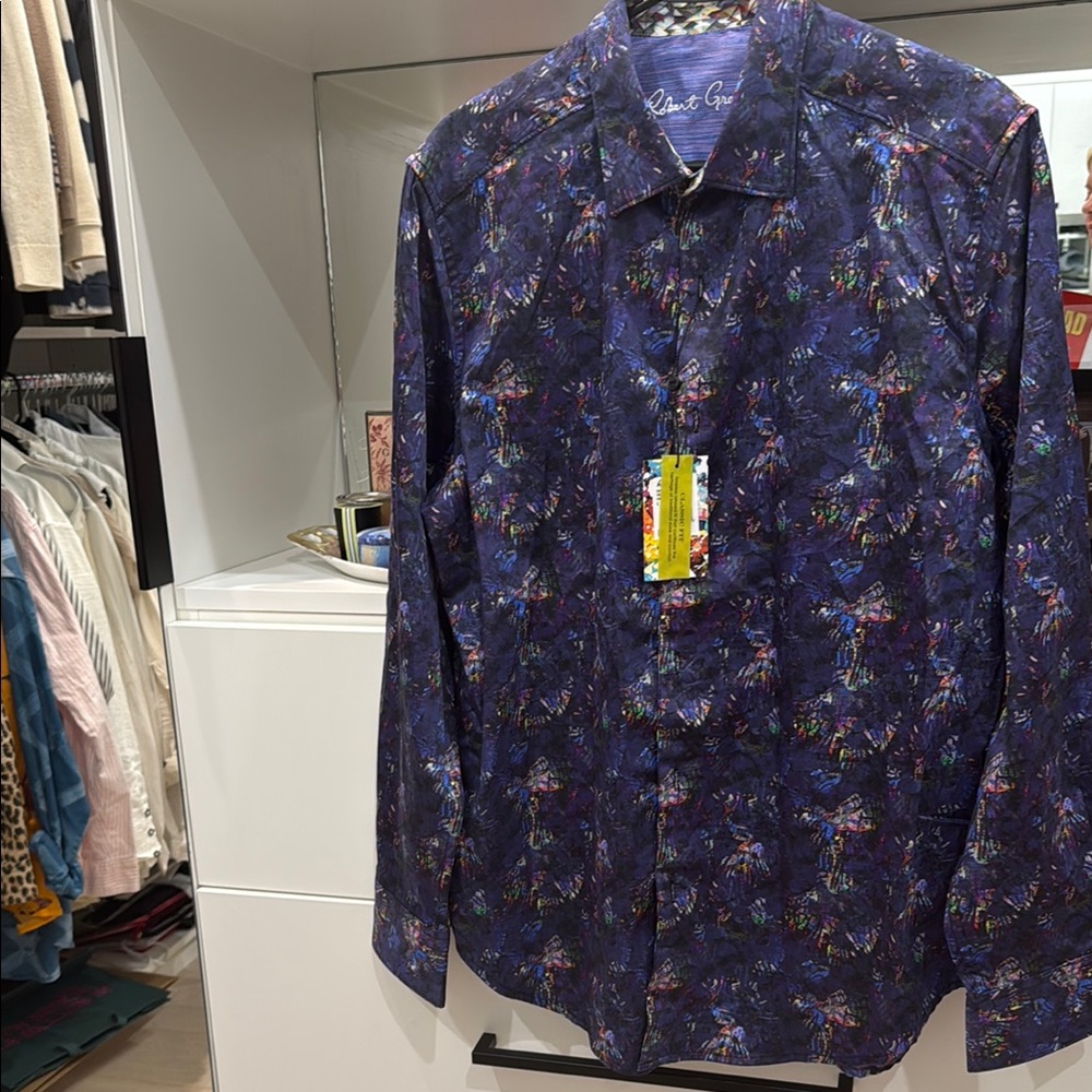 Men's Blue Patterned Shirt… Robert Graham Spring collection NWT